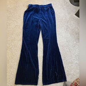 SHEIN Blue Velvet Boot Cut Pants